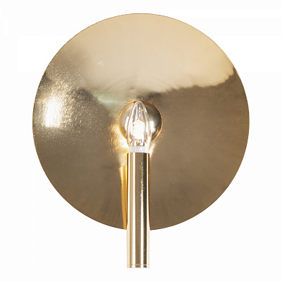 Бра Gold Round Backing Exposed Bulb Sconce  фото 1